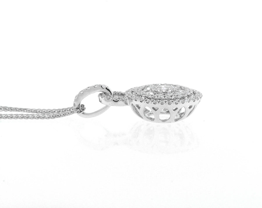 0.74ct Round Diamond Pendant Necklace 18k White Gold