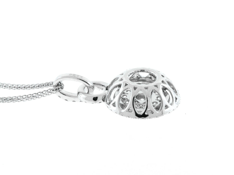 0.74ct Round Diamond Pendant Necklace 18k White Gold