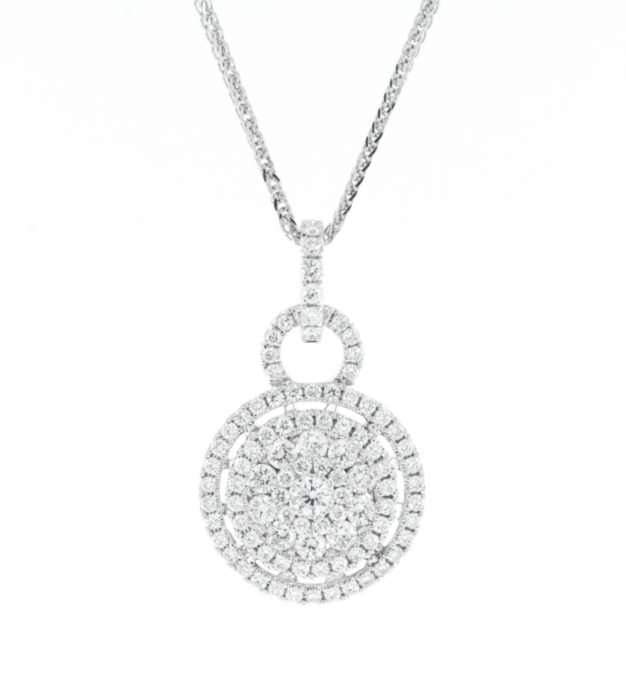 0.74ct Round Diamond Pendant Necklace 18k White Gold