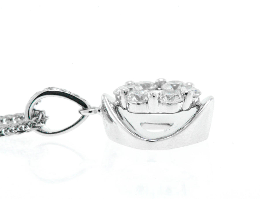 0.67ct Diamond Cluster Pendant Necklace 18k White Gold