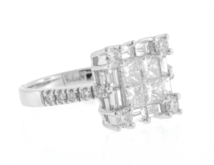 1.83ct Princess Diamond Ring 18k White Gold