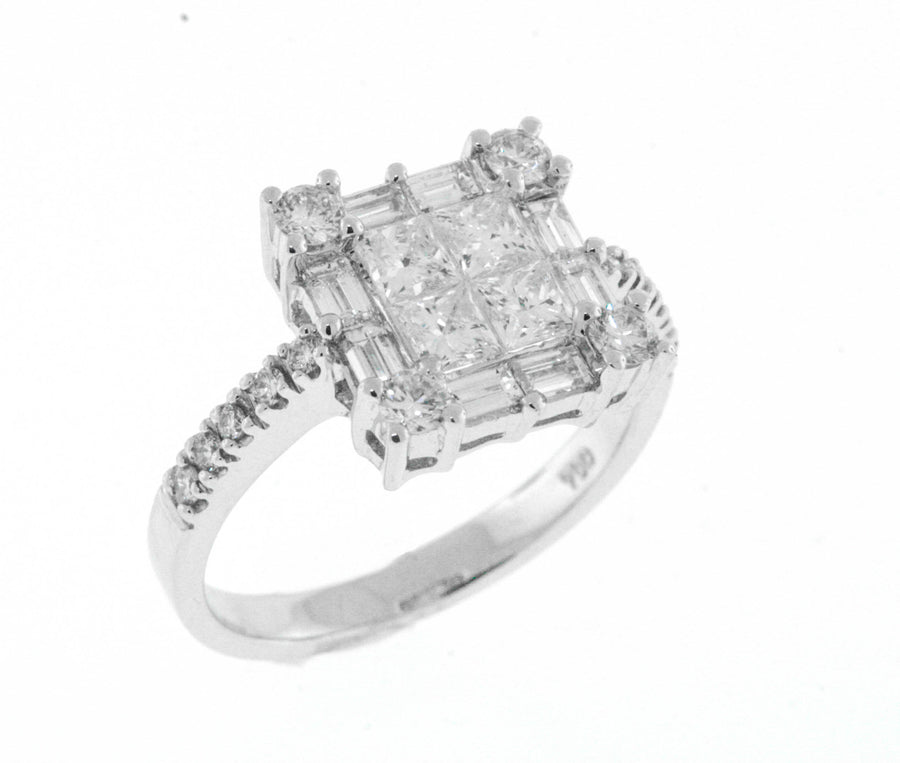1.83ct Princess Diamond Ring 18k White Gold