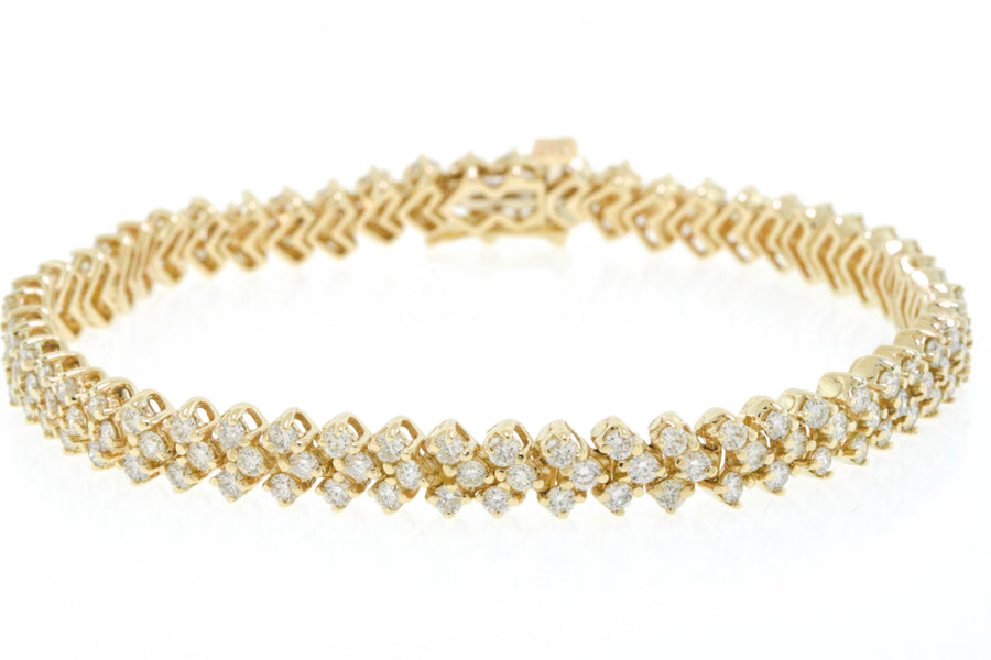 5ct Diamond Chevron Tennis Bracelet VS 14k Yellow Gold