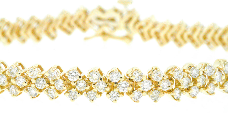 5ct Diamond Chevron Tennis Bracelet VS 14k Yellow Gold