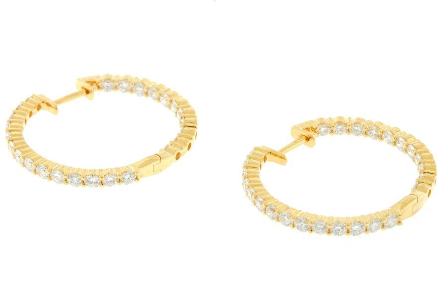 2.06ct Diamond Inside Out Hoop Earrings 18k Yellow Gold