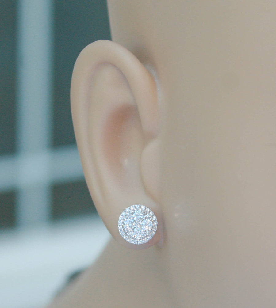 0.80ct Diamond Halo Stud Earrings 18k White Gold 8mm