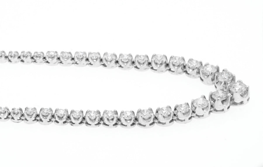 7.20ct Diamond V Tennis Necklace Graduated 14k White Gold