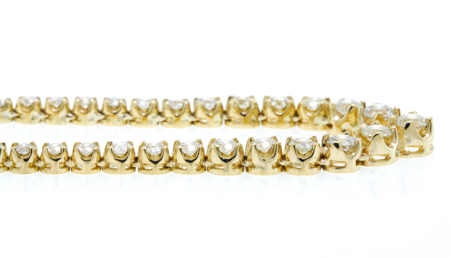 7ct Diamond V Tennis Necklace Graduated 14k Yellow Gold