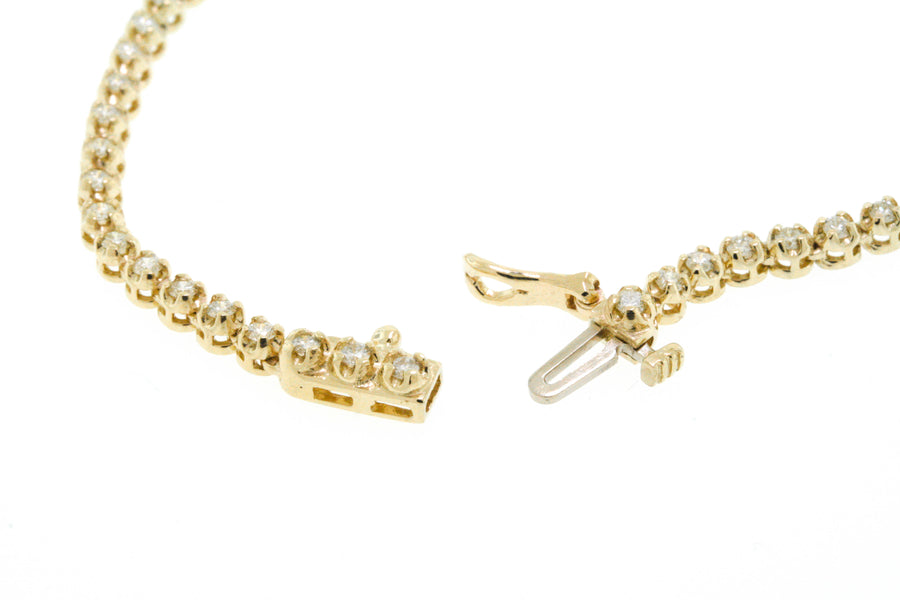 7ct Diamond V Tennis Necklace Graduated 14k Yellow Gold