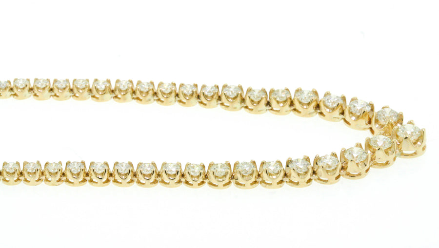 10ct Diamond V Tennis Necklace Graduated 14k Yellow Gold