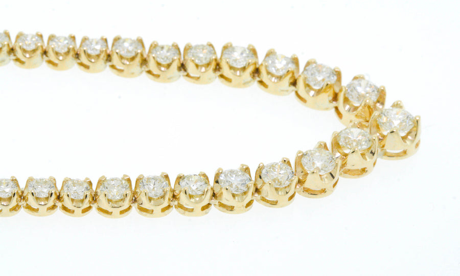 10ct Diamond V Tennis Necklace Graduated 14k Yellow Gold