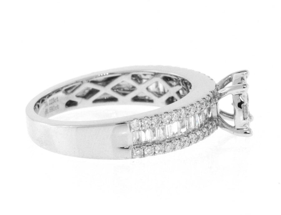 0.85ct Diamond Engagement Ring 18k White Gold Cluster