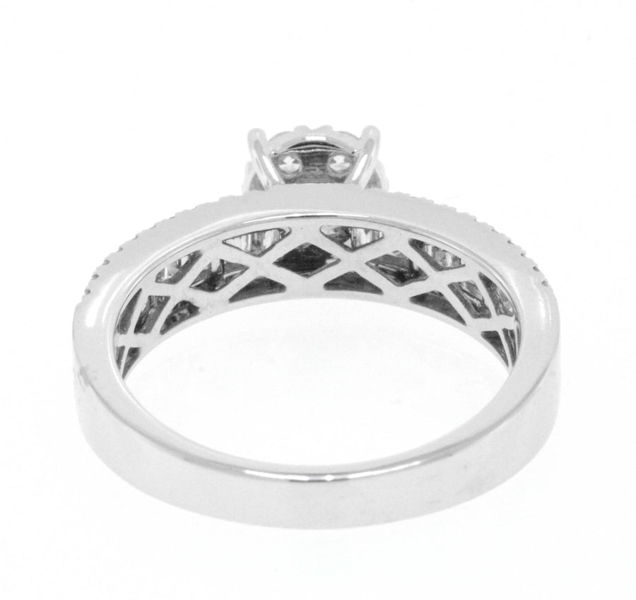 0.85ct Diamond Engagement Ring 18k White Gold Cluster
