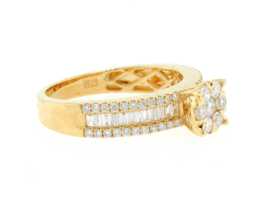 0.85ct Diamond Engagement Ring 18k Yellow Gold Cluster