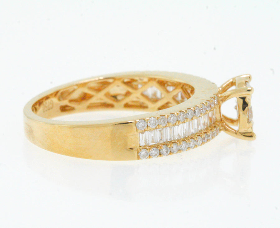 0.85ct Diamond Engagement Ring 18k Yellow Gold Cluster