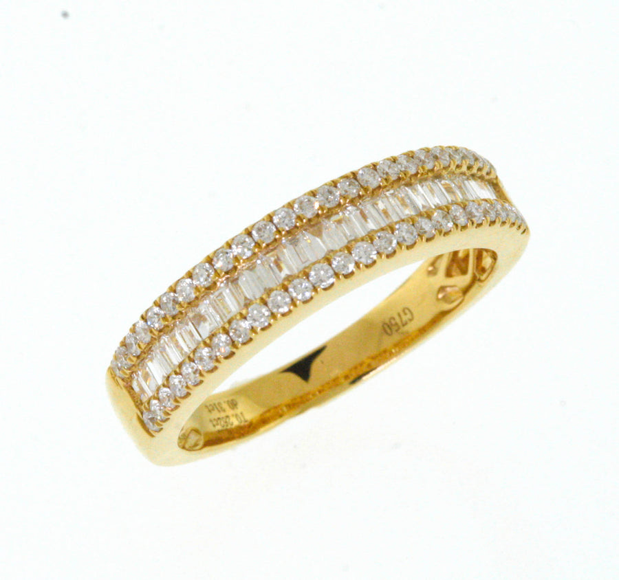 0.60ct Baguette Round Diamond Ring 18k Yellow Gold Anniversary Band