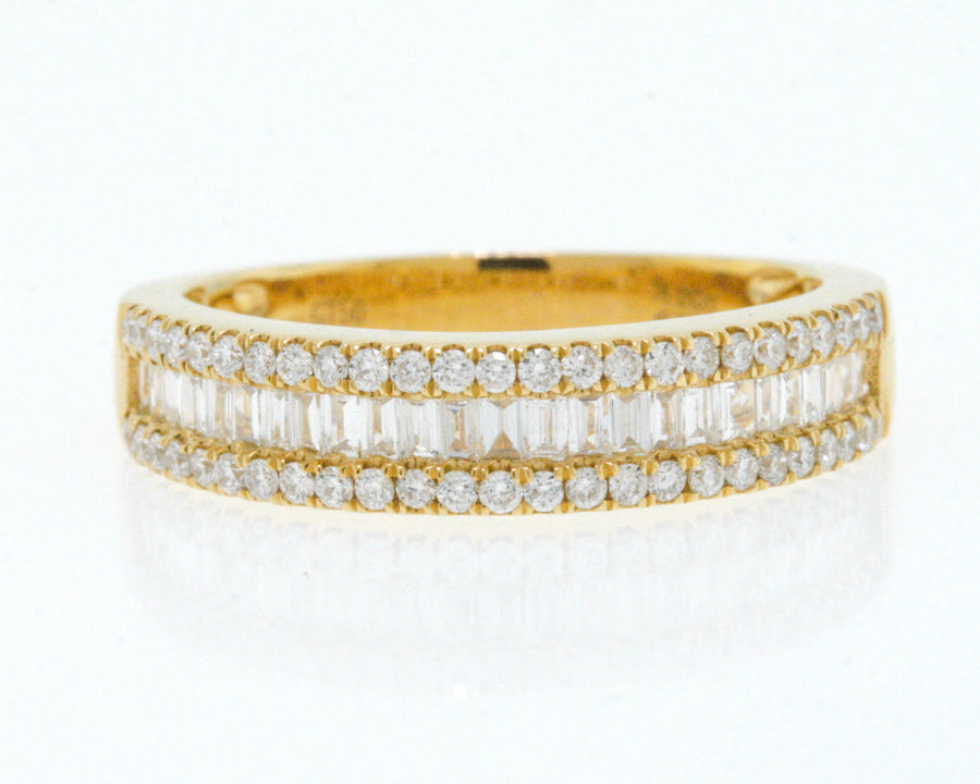 0.60ct Baguette Round Diamond Ring 18k Yellow Gold Anniversary Band