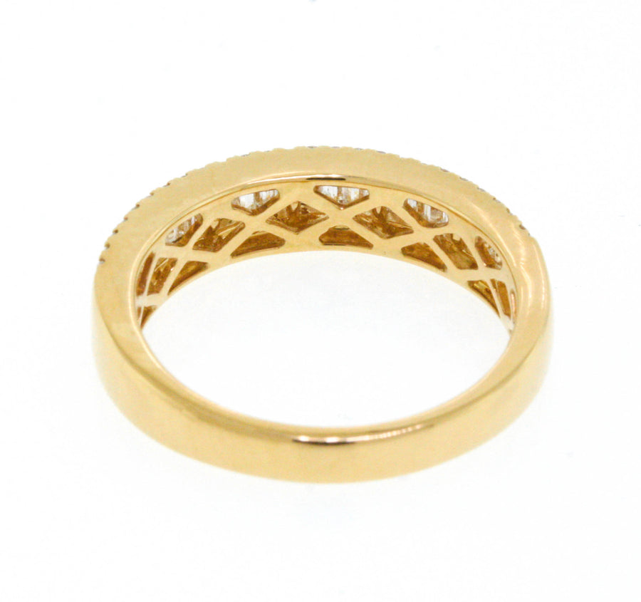 0.60ct Baguette Round Diamond Ring 18k Yellow Gold Anniversary Band