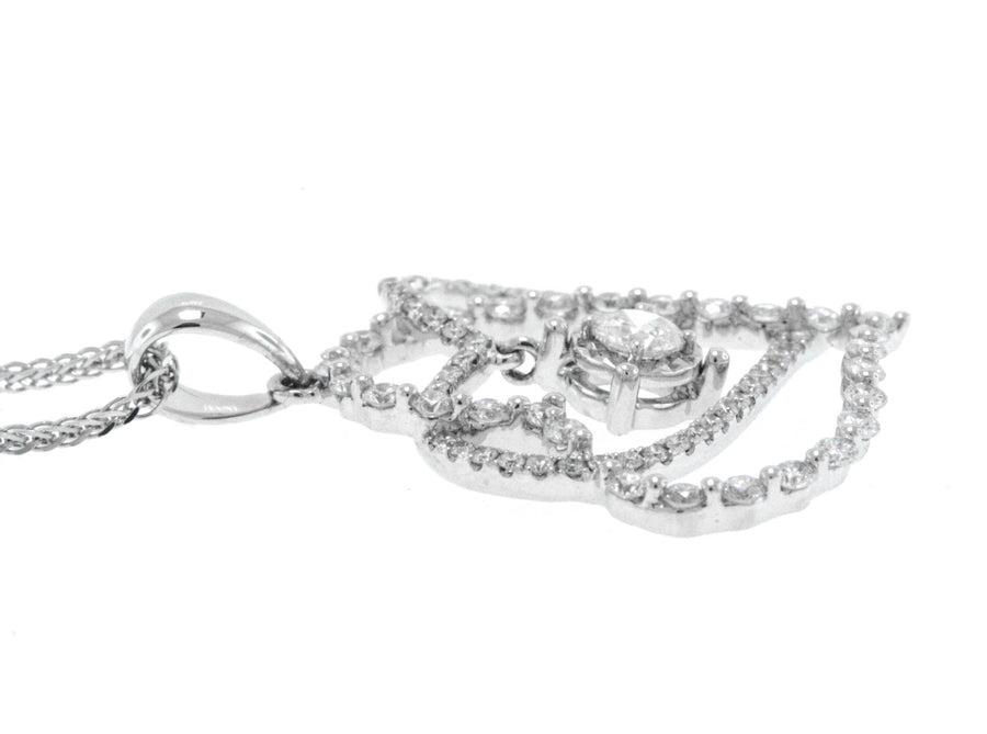 0.73ct Diamond Hearts Pendant Necklace 18k White Gold