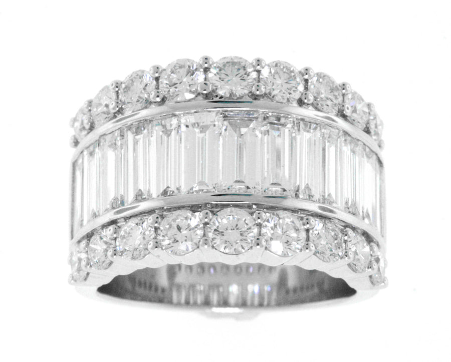 3.95ct Baguette Diamond Statement Ring 18k White Gold Band