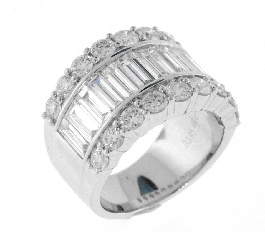 3.95ct Baguette Diamond Statement Ring 18k White Gold Band