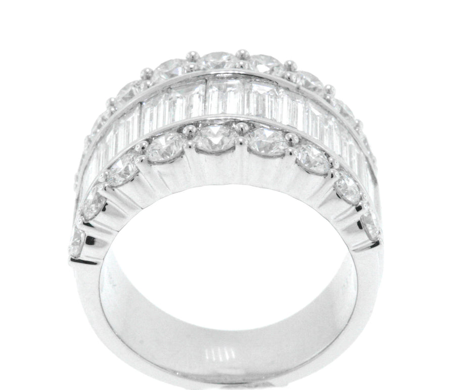 3.95ct Baguette Diamond Statement Ring 18k White Gold Band