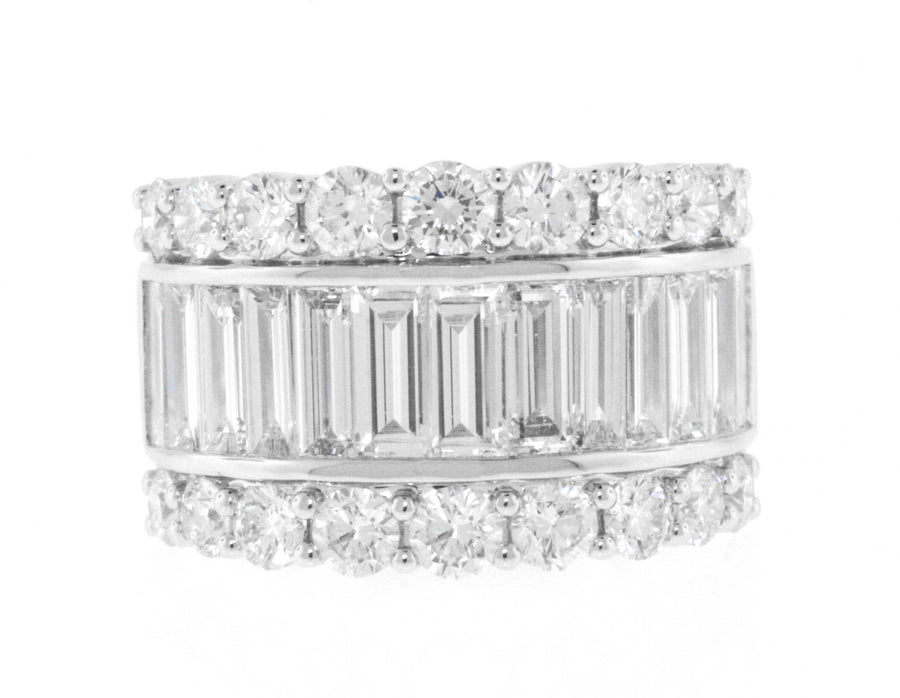 3.95ct Baguette Diamond Statement Ring 18k White Gold Band