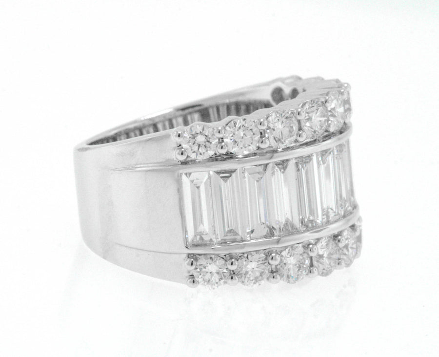 3.95ct Baguette Diamond Statement Ring 18k White Gold Band