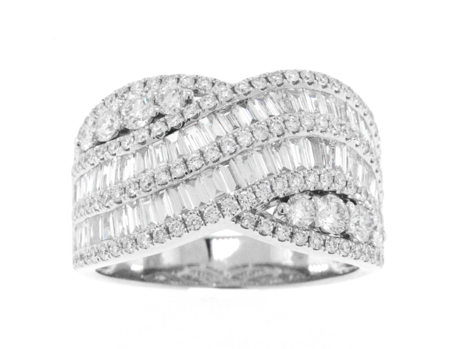 2.39ct Baguette Diamond Crossover Ring 18k White Gold Infinity Band