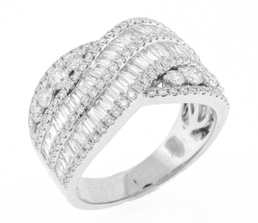 2.39ct Baguette Diamond Crossover Ring 18k White Gold Infinity Band