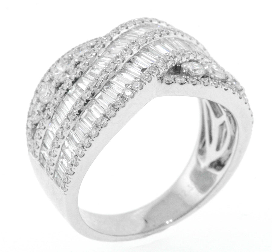 2.39ct Baguette Diamond Crossover Ring 18k White Gold Infinity Band