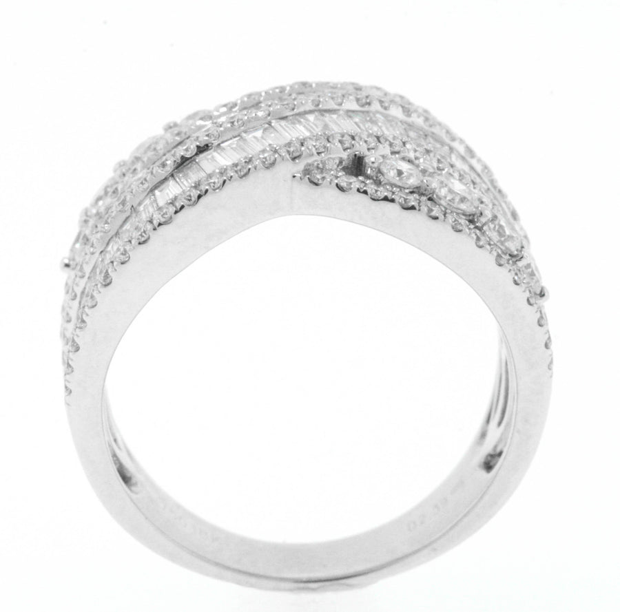 2.39ct Baguette Diamond Crossover Ring 18k White Gold Infinity Band