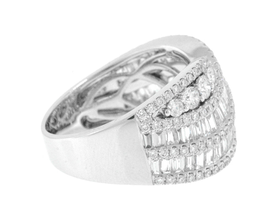 2.39ct Baguette Diamond Crossover Ring 18k White Gold Infinity Band