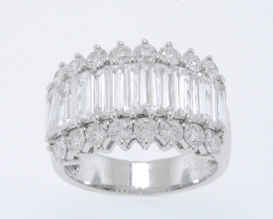 2.98ct Baguette Diamond Statement Ring 18k White Gold Band