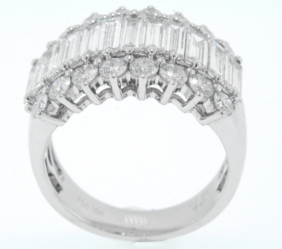 2.98ct Baguette Diamond Statement Ring 18k White Gold Band