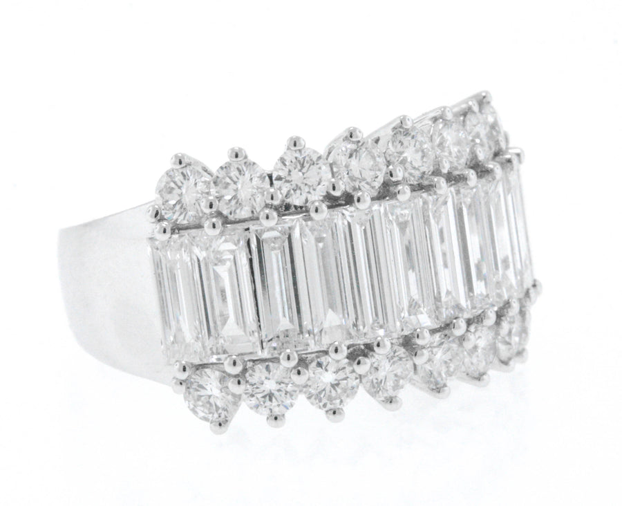 2.98ct Baguette Diamond Statement Ring 18k White Gold Band