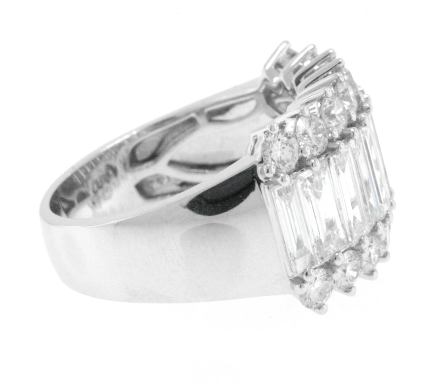 2.98ct Baguette Diamond Statement Ring 18k White Gold Band