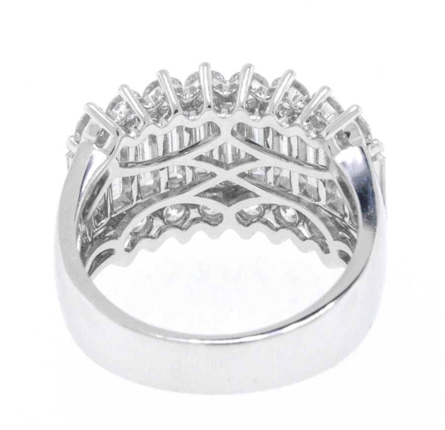 2.98ct Baguette Diamond Statement Ring 18k White Gold Band