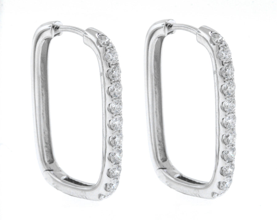 1.02ct Diamond Paperclip Earrings 18k White Gold