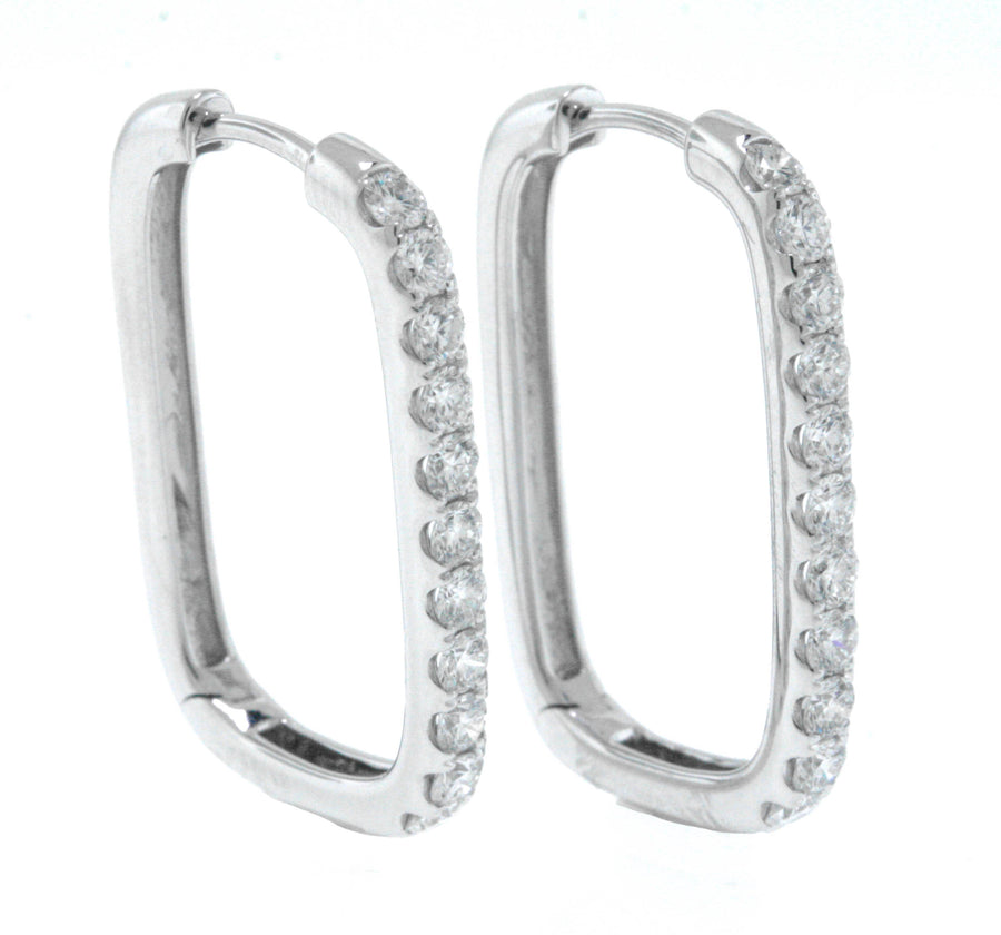 1.02ct Diamond Paperclip Earrings 18k White Gold