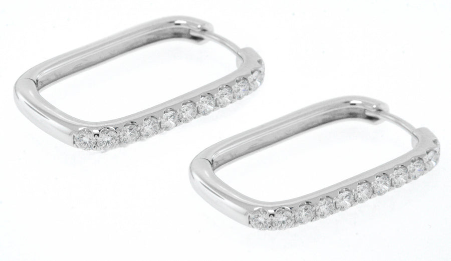 1.02ct Diamond Paperclip Earrings 18k White Gold