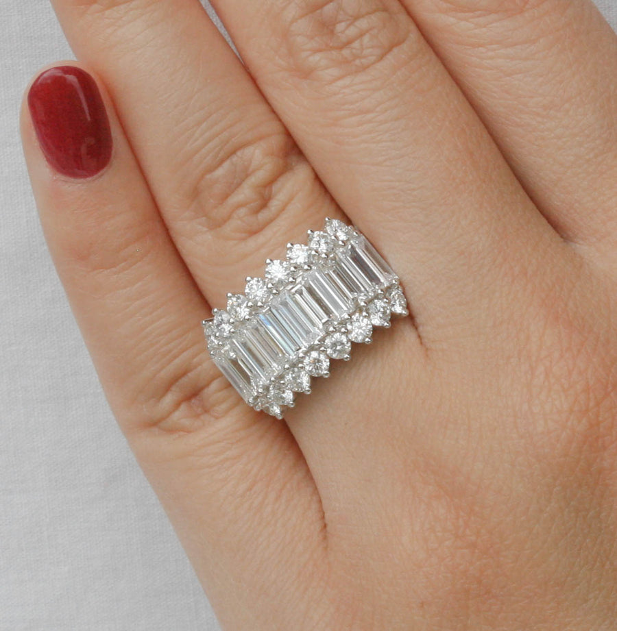 2.98ct Baguette Diamond Statement Ring 18k White Gold Band