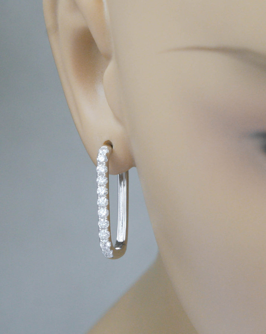 1.02ct Diamond Paperclip Earrings 18k White Gold