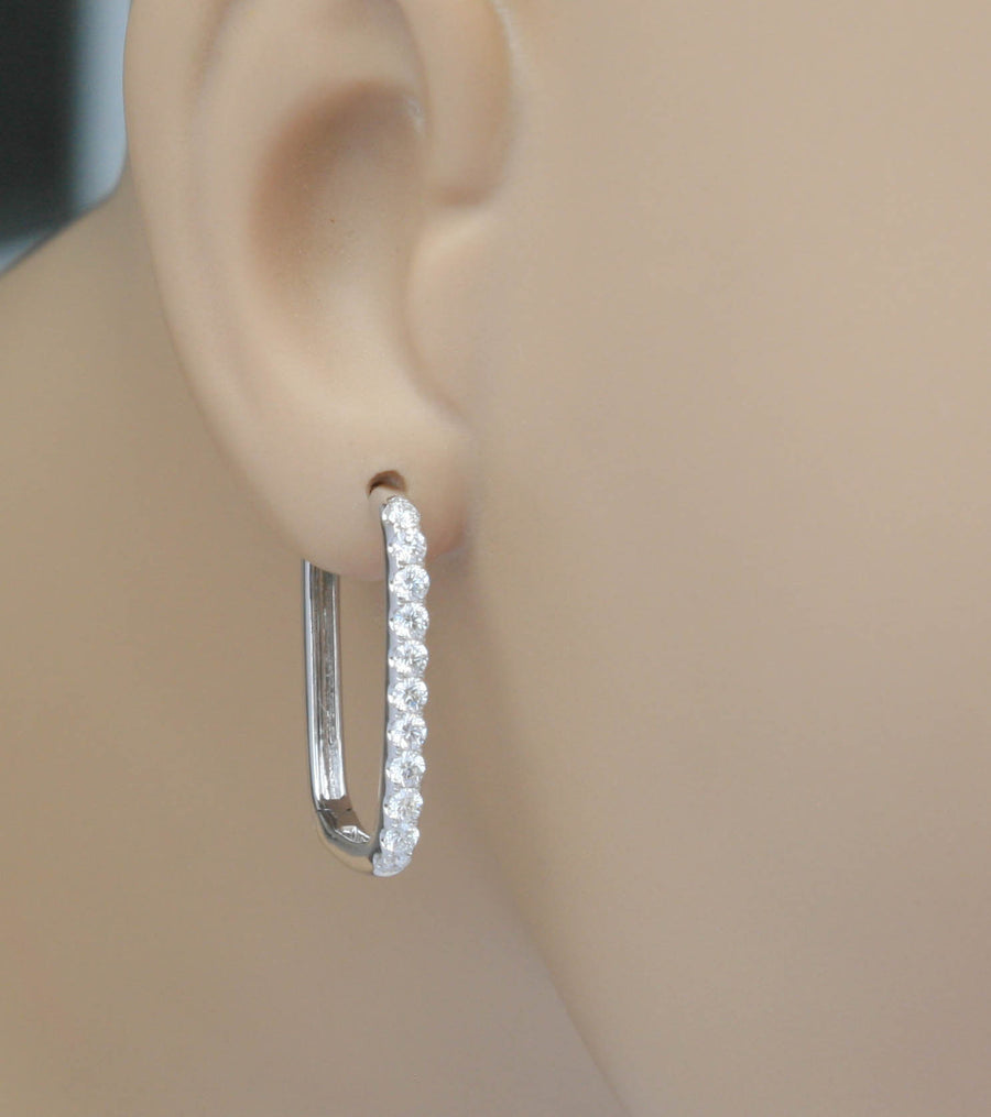 1.02ct Diamond Paperclip Earrings 18k White Gold