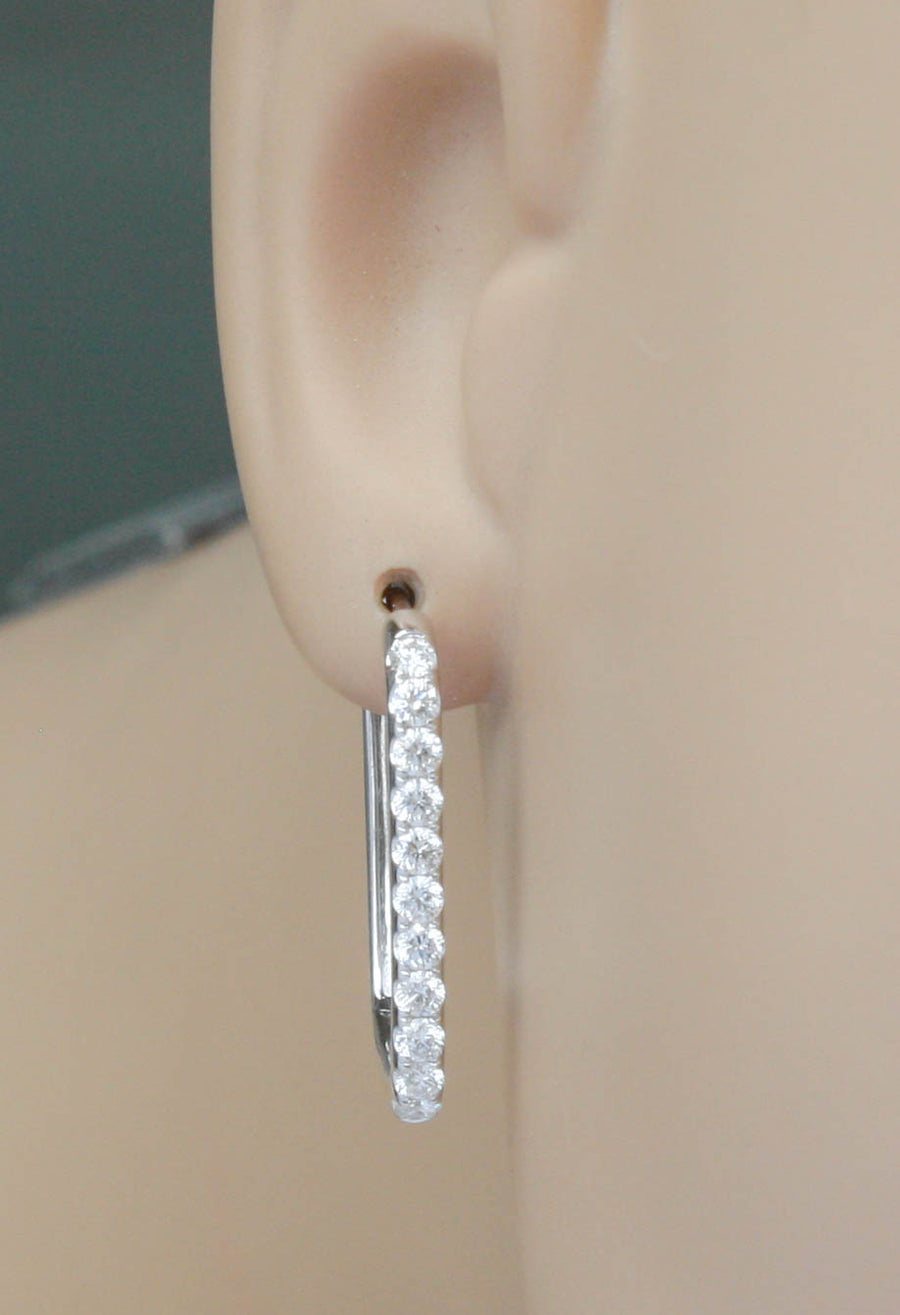 1.02ct Diamond Paperclip Earrings 18k White Gold