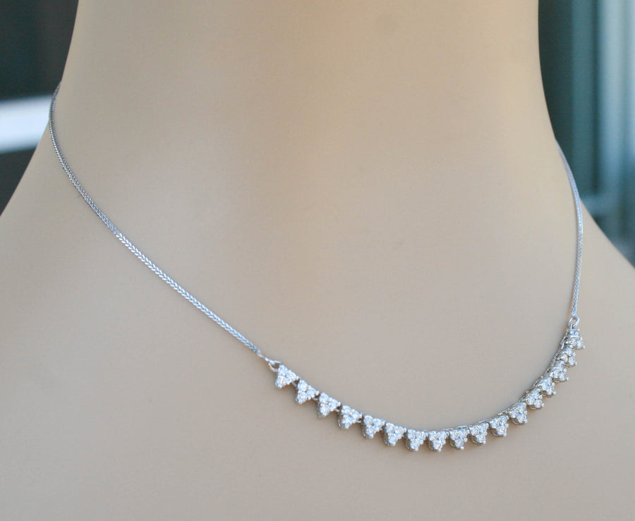 1.50ct Diamond Cluster Stacking Necklace 14k White Gold