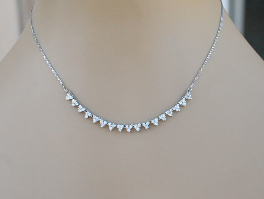 1.50ct Diamond Cluster Stacking Necklace 14k White Gold