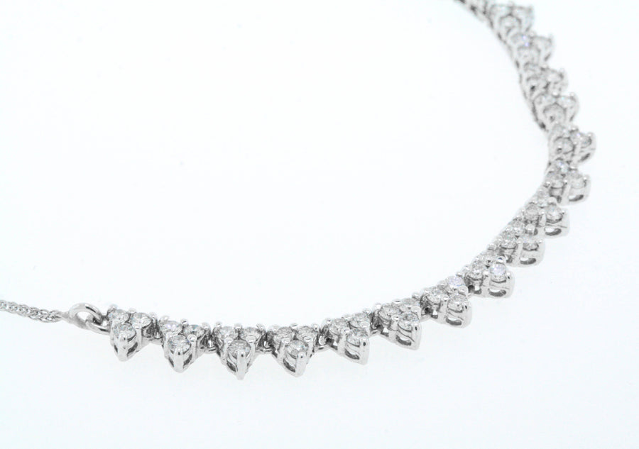 1.50ct Diamond Cluster Stacking Necklace 14k White Gold