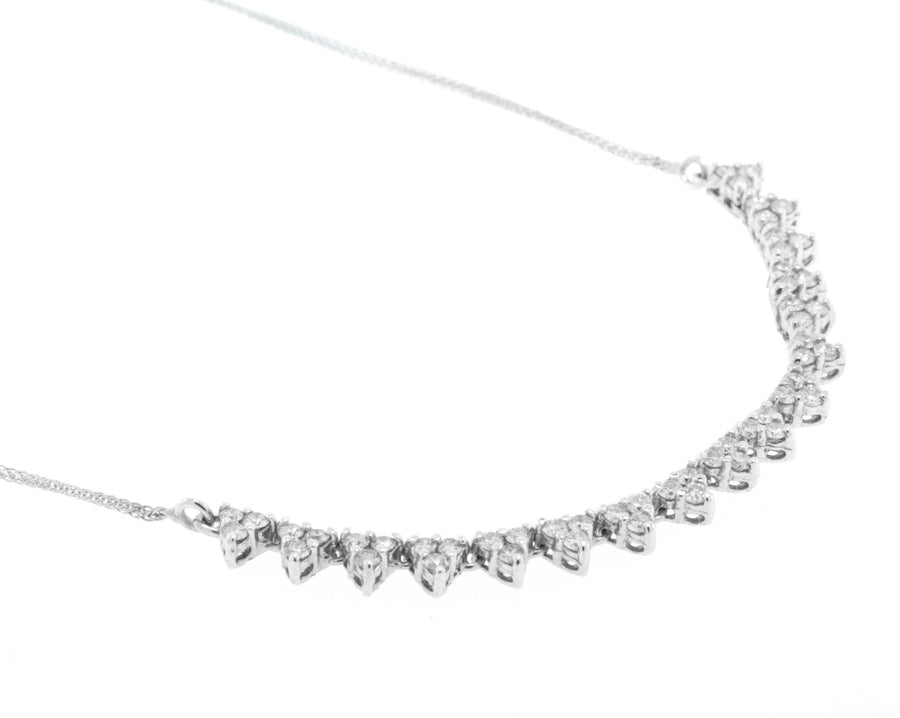 1.50ct Diamond Cluster Stacking Necklace 14k White Gold