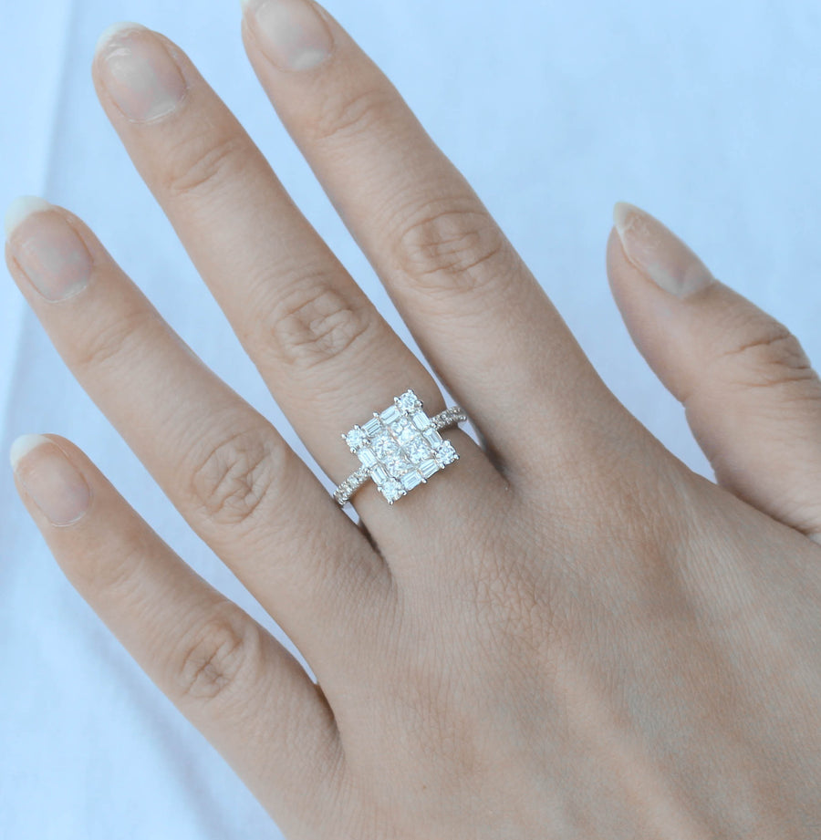 1.83ct Princess Diamond Ring 18k White Gold